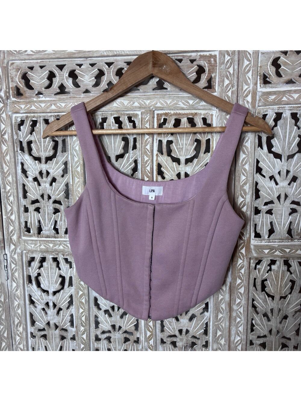 LPA MIKA Square Neckline Hook And Eye Front Corset Bustier Style Crop Tank Top S